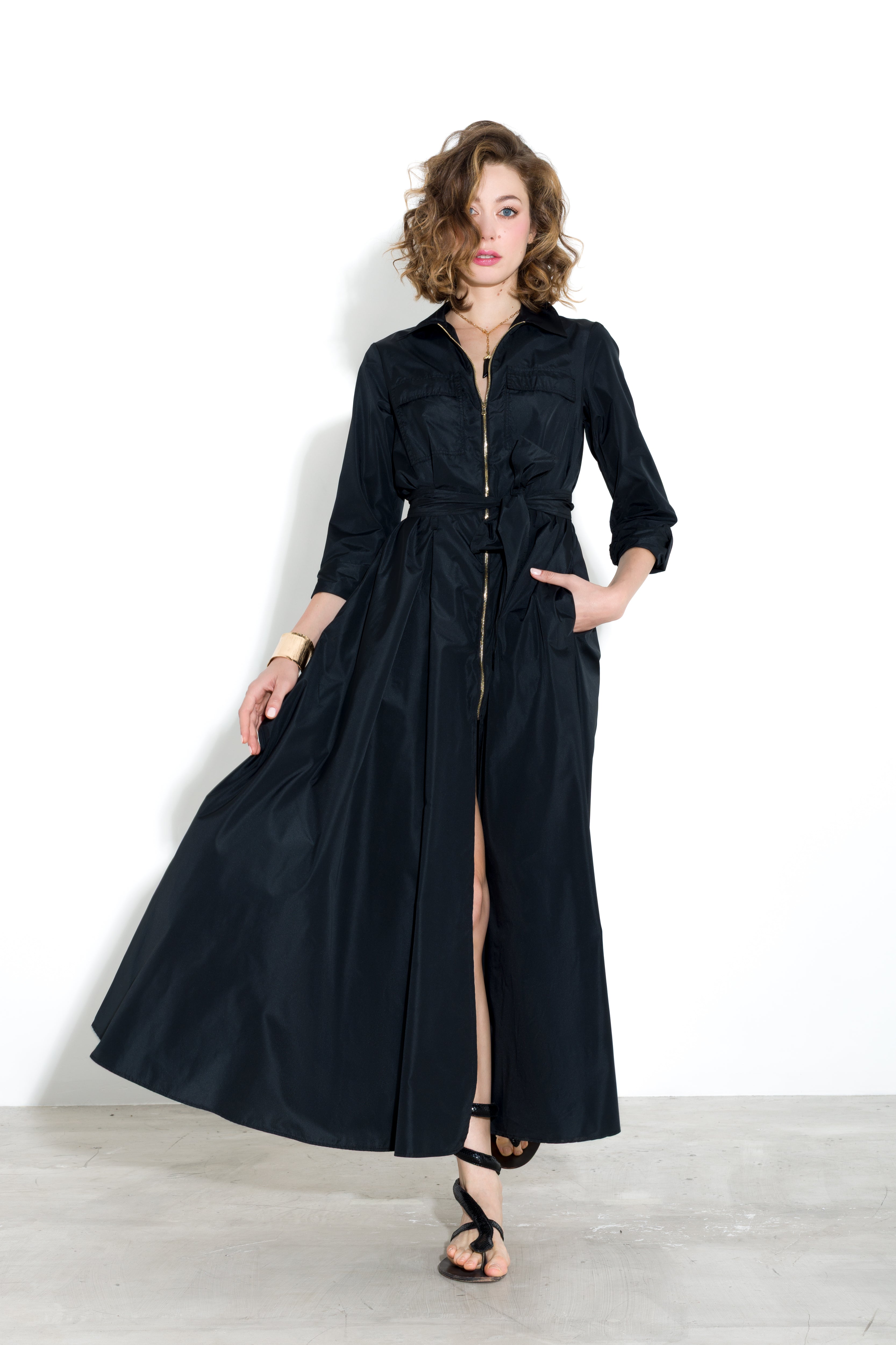 black long sleeve off the shoulder dress Otis Contemporary Essential Dress - Smooth Fabric with Structured Shape and Elevated Finish for Daily Wear