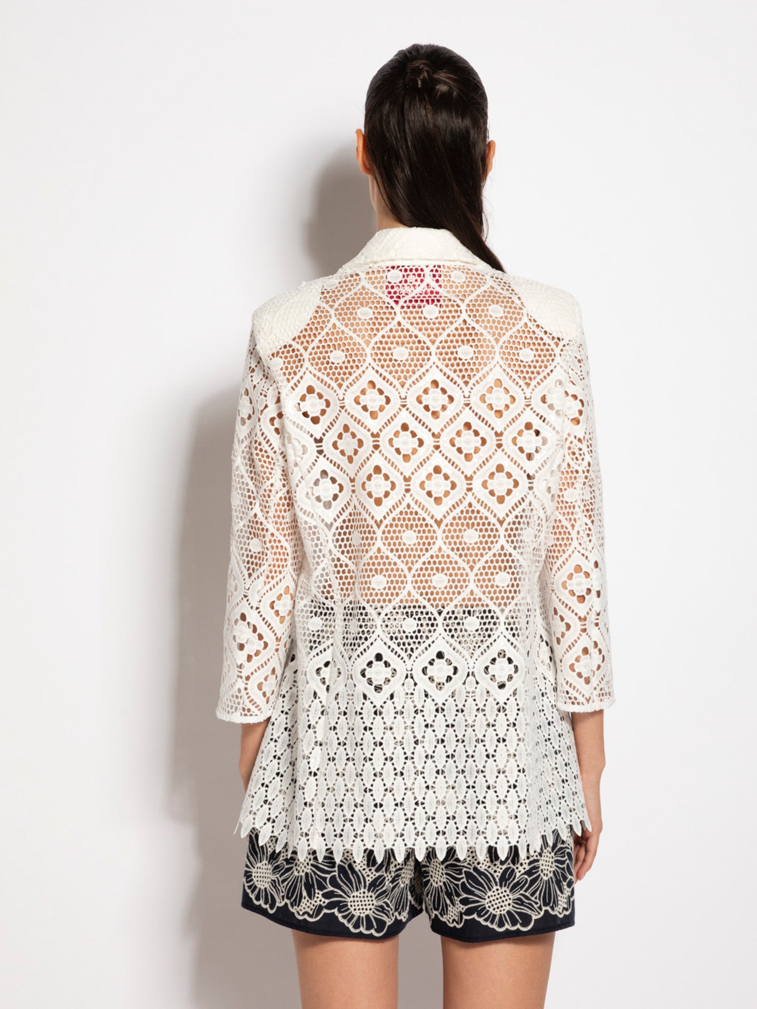 Giacca monopetto in tessuto macrame con paillettes - Compagnia Italiana