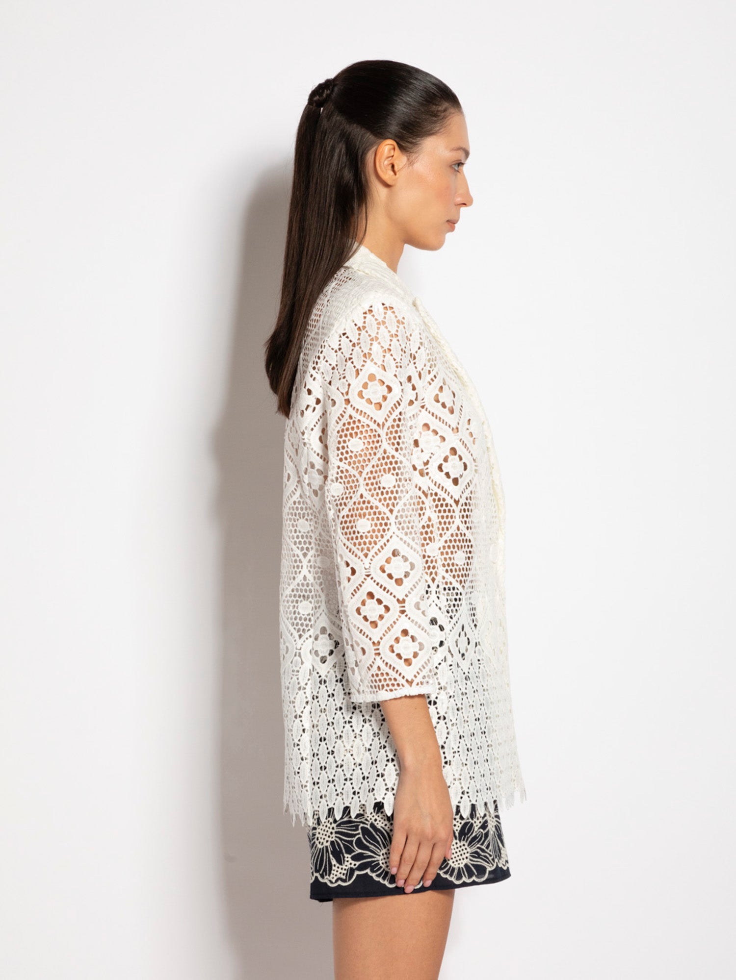 Giacca monopetto in tessuto macrame con paillettes - Compagnia Italiana