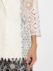 Giacca monopetto in tessuto macrame con paillettes - Compagnia Italiana