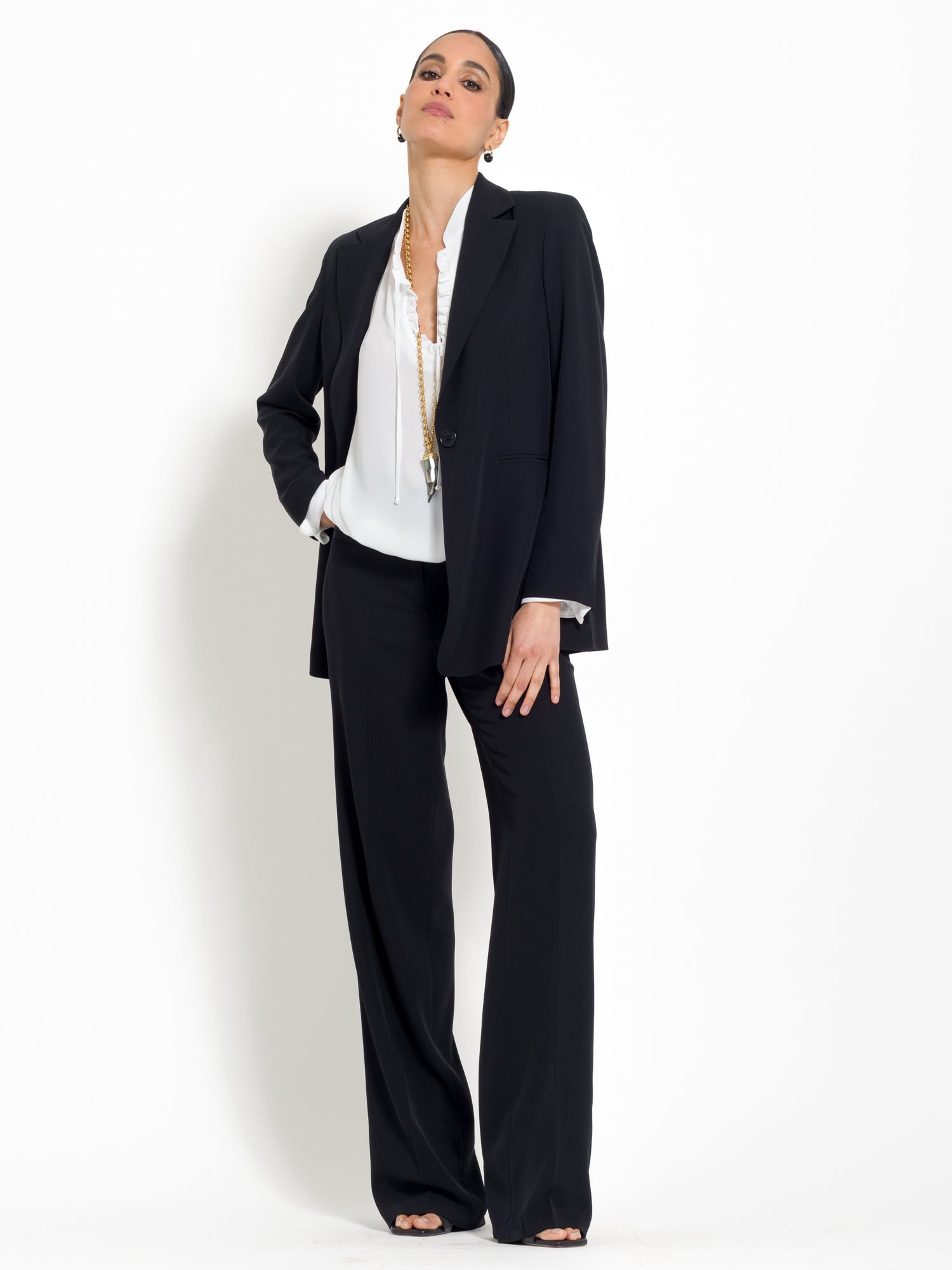 Pantalone in diagonale fluido a gamba larga - Compagnia Italiana