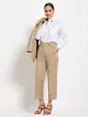 Pantalone in canvas di cotone con risvolto - Compagnia Italiana