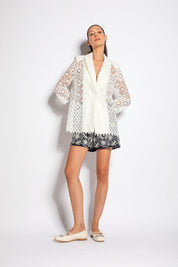 Giacca monopetto in tessuto macrame con paillettes - Compagnia Italiana