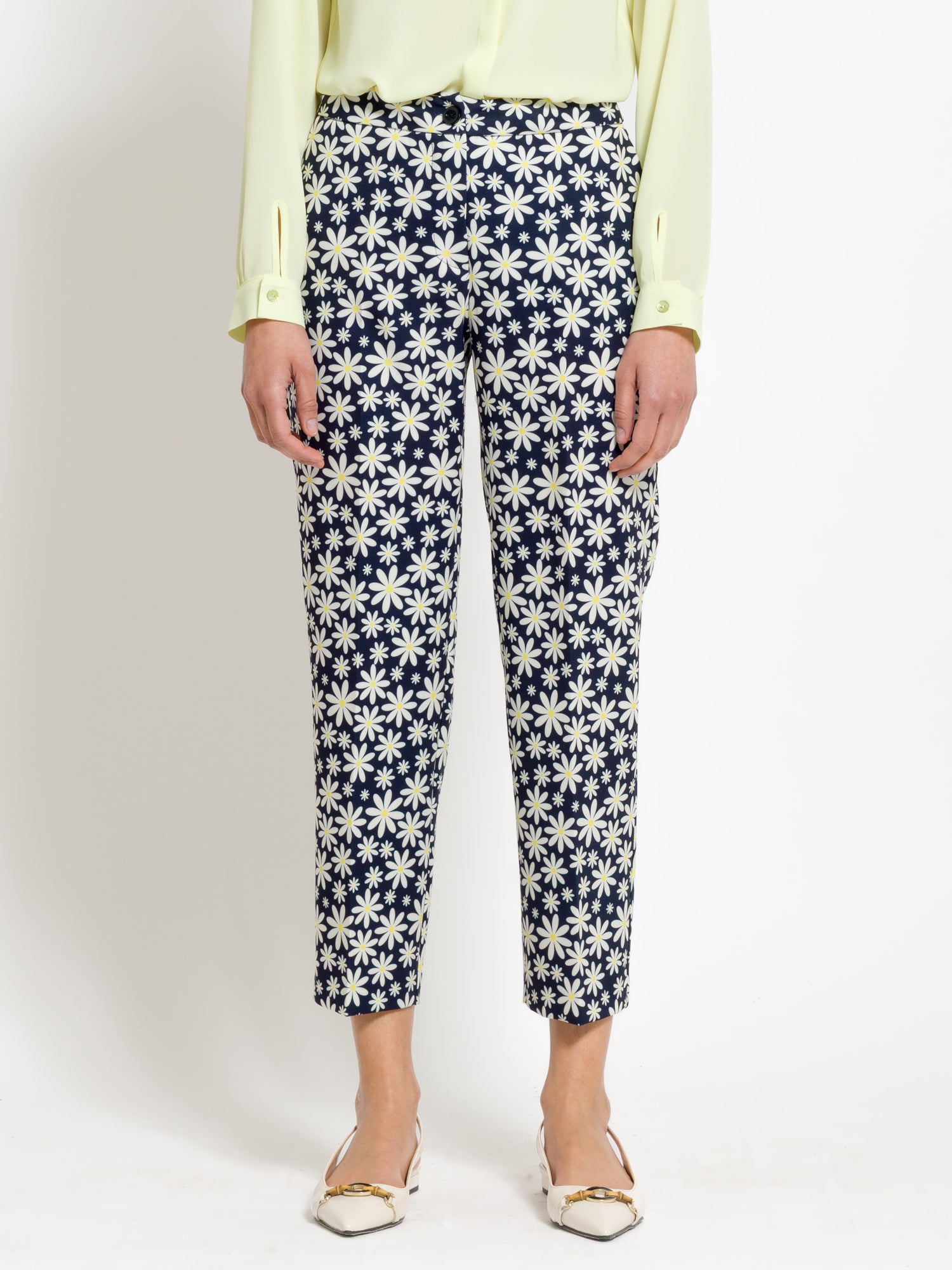 Pantalone a sigaretta stampa margherite - Compagnia Italiana