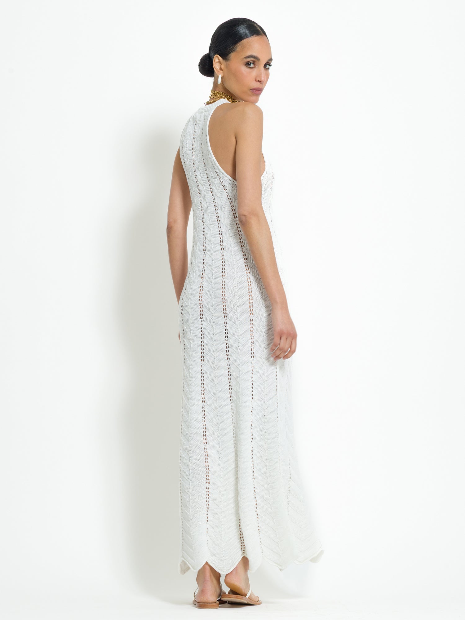 Abito in cotone lungo traforato in maglia - Compagnia Italiana