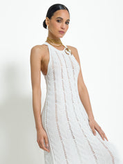 Abito in cotone lungo traforato in maglia - Compagnia Italiana