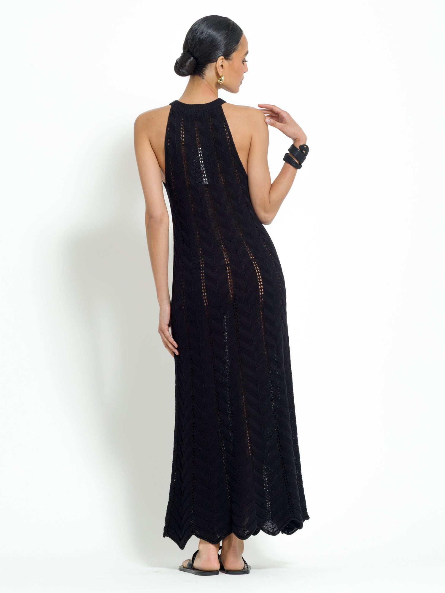 Abito in cotone lungo traforato in maglia - Compagnia Italiana