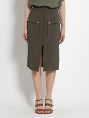 Gonna midi con tasche e zip in tencel - Compagnia Italiana