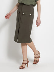 Gonna midi con tasche e zip in tencel - Compagnia Italiana