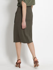 Gonna midi con tasche e zip in tencel - Compagnia Italiana