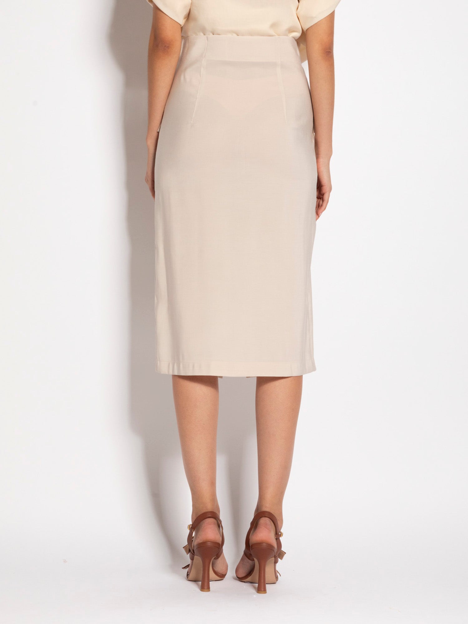 Gonna midi con tasche e zip in tencel - Compagnia Italiana