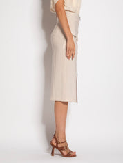 Gonna midi con tasche e zip in tencel - Compagnia Italiana