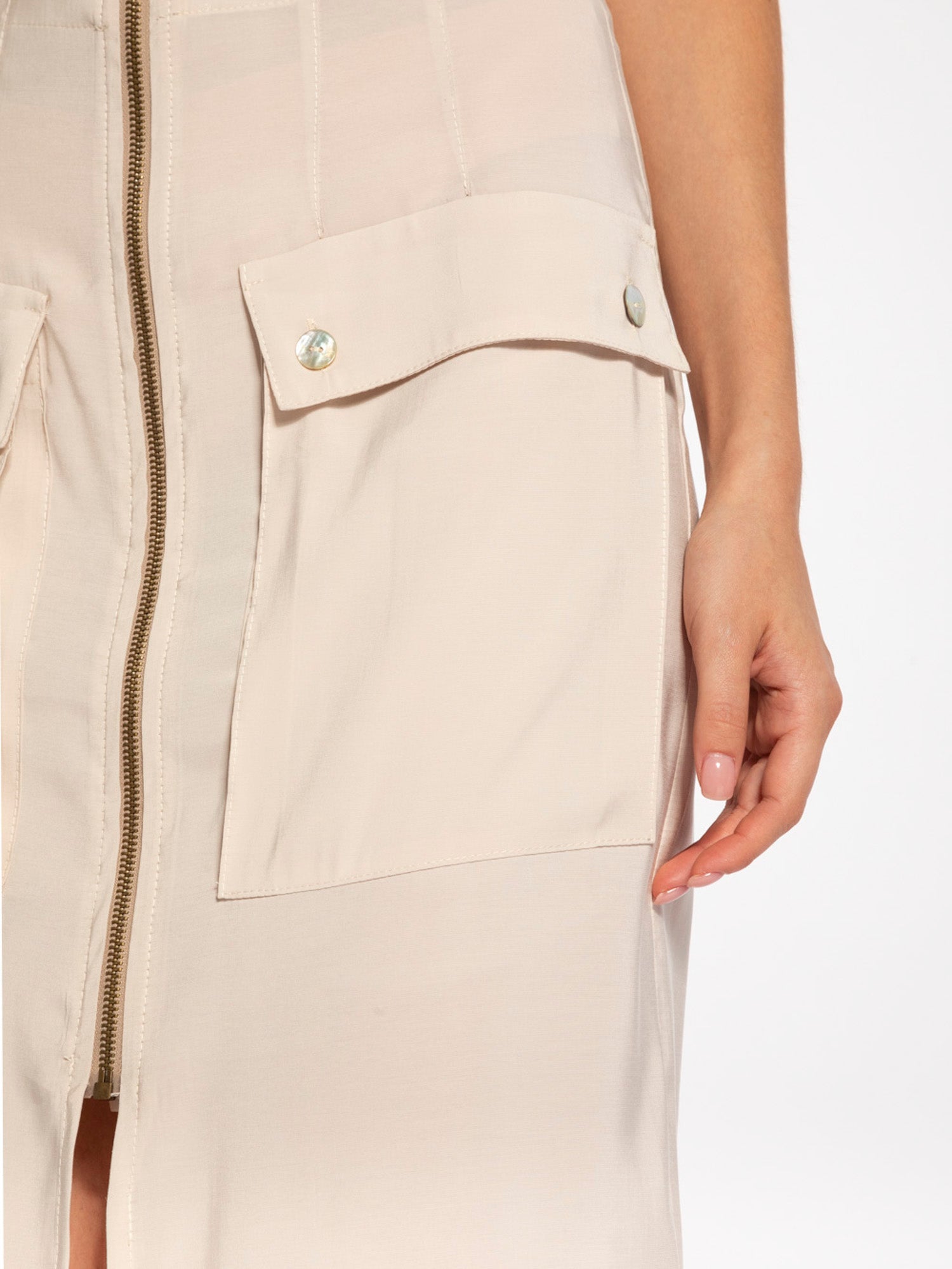 Gonna midi con tasche e zip in tencel - Compagnia Italiana