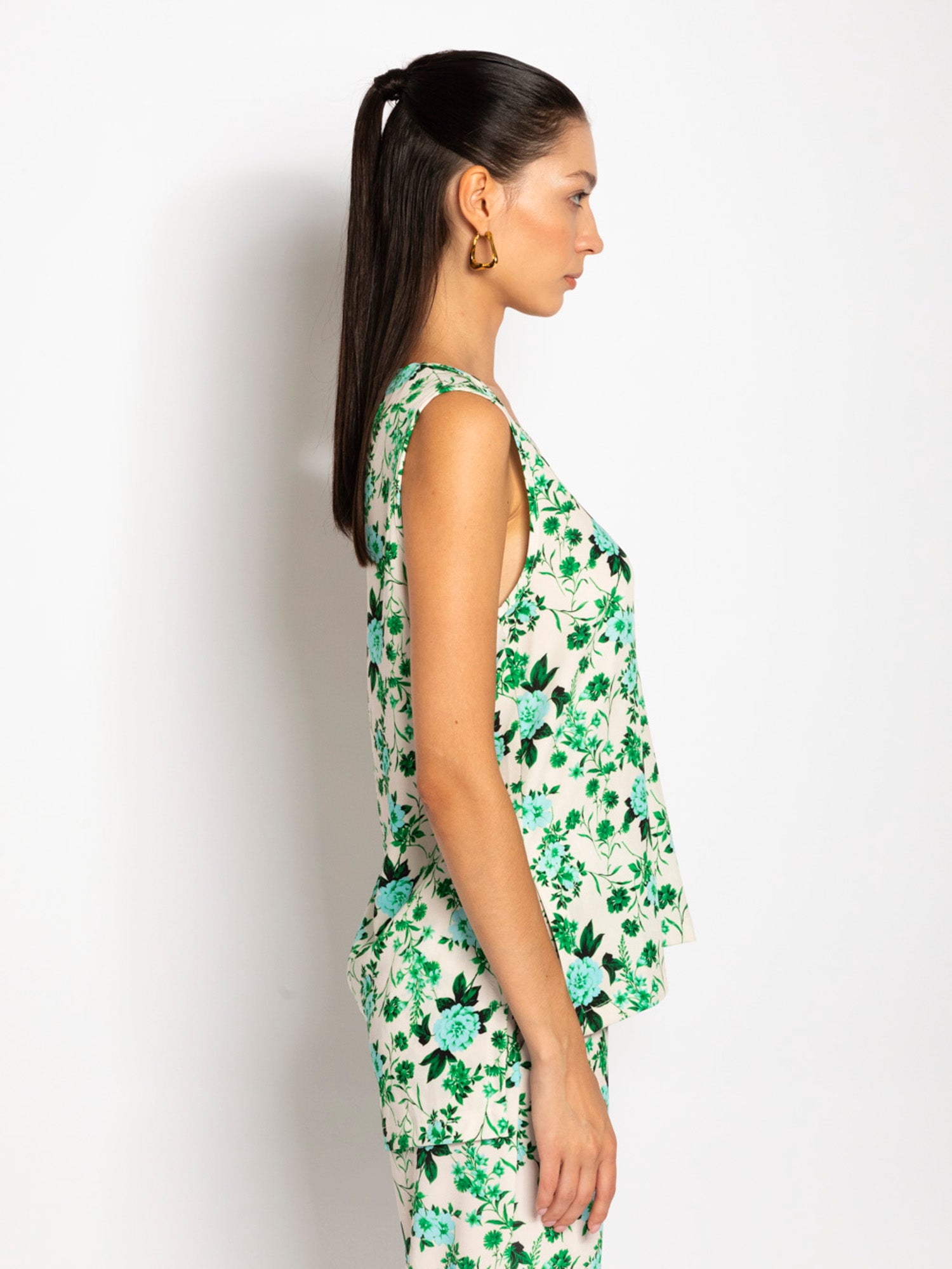 Top smanicato stampa fiori - Compagnia Italiana