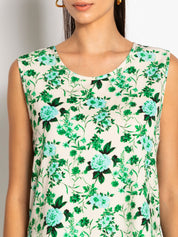 Top smanicato stampa fiori - Compagnia Italiana