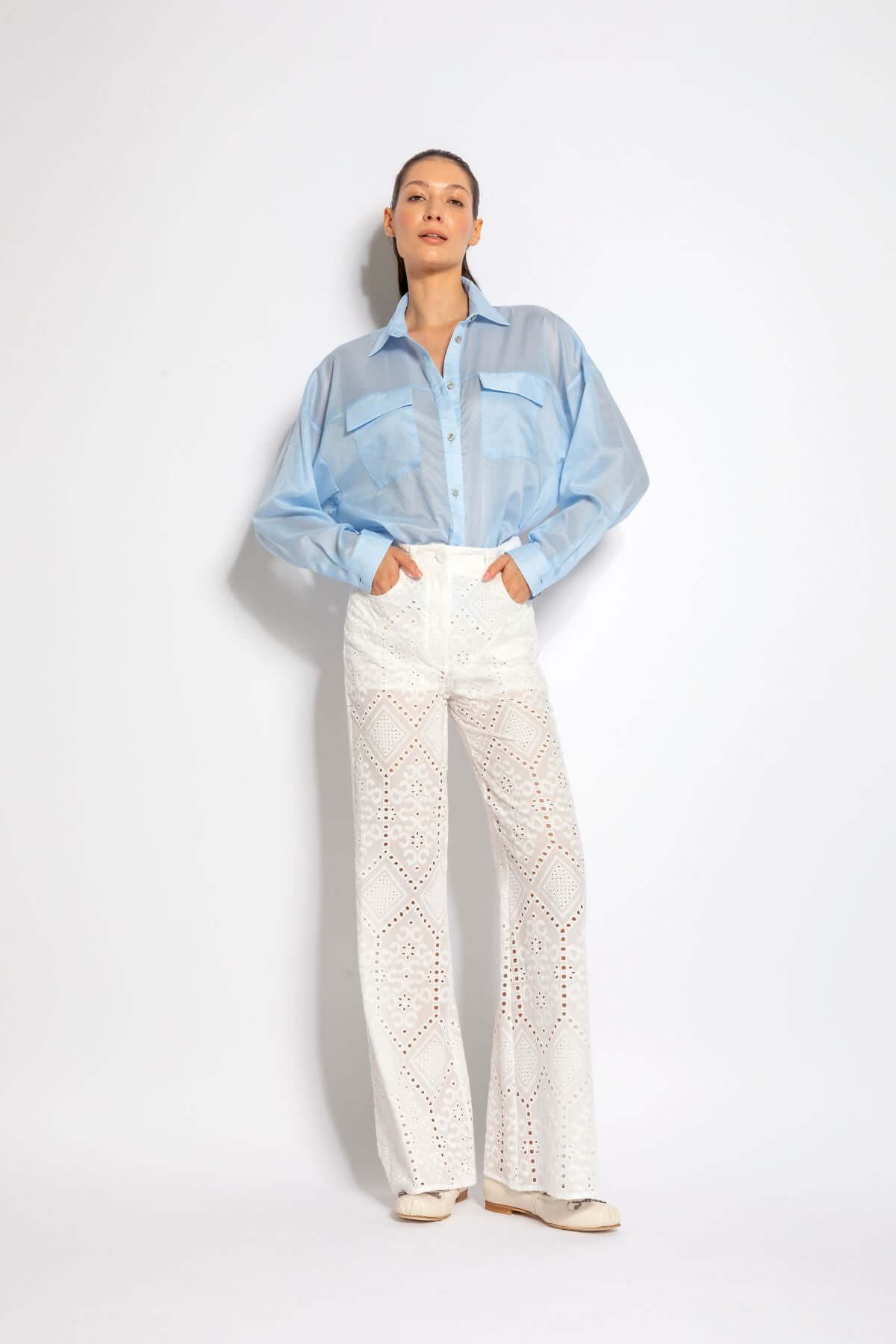 Camicia in mussola di cotone con tasche - Compagnia Italiana