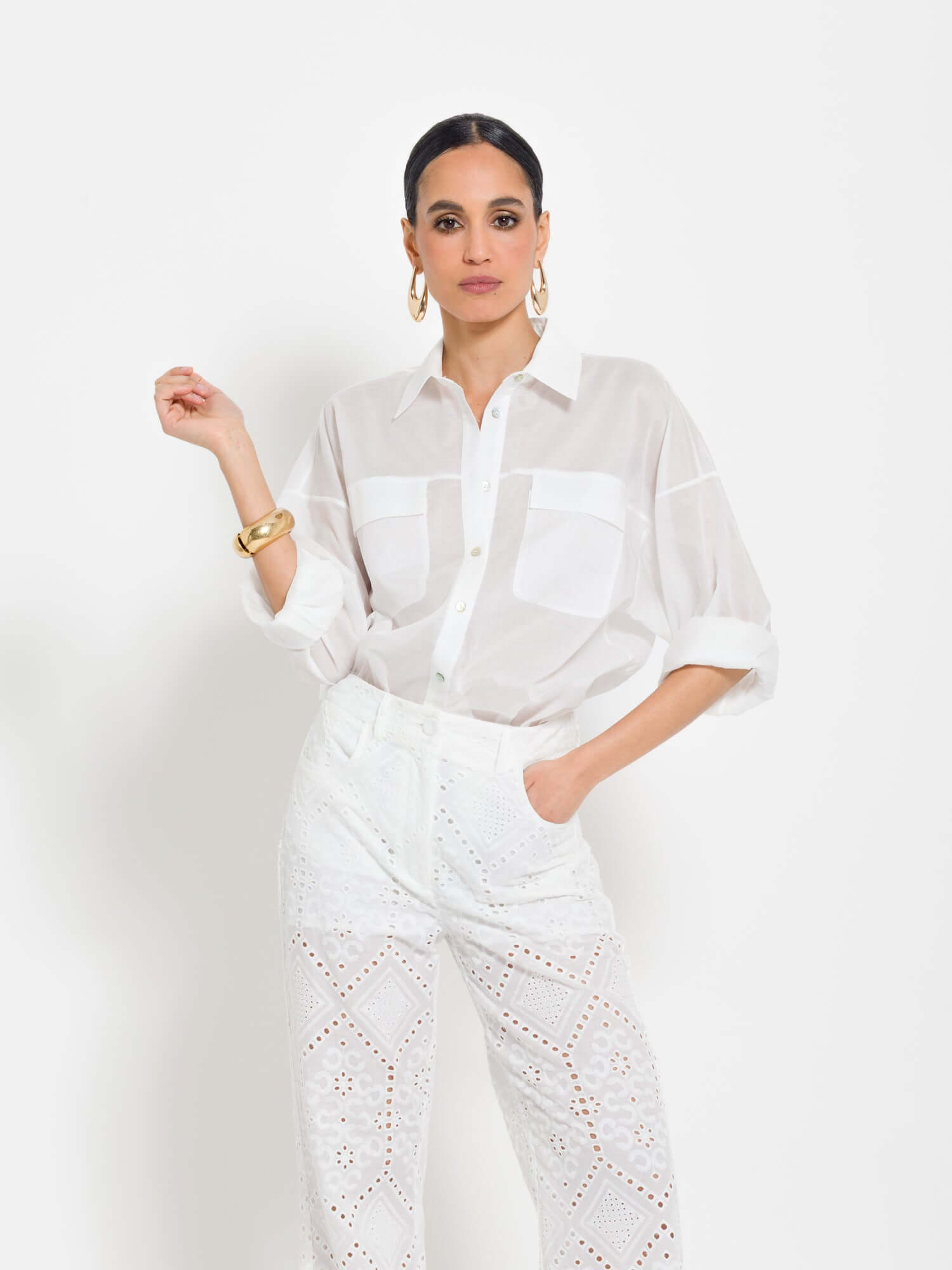 Camicia in mussola di cotone. con tasche - Compagnia Italiana