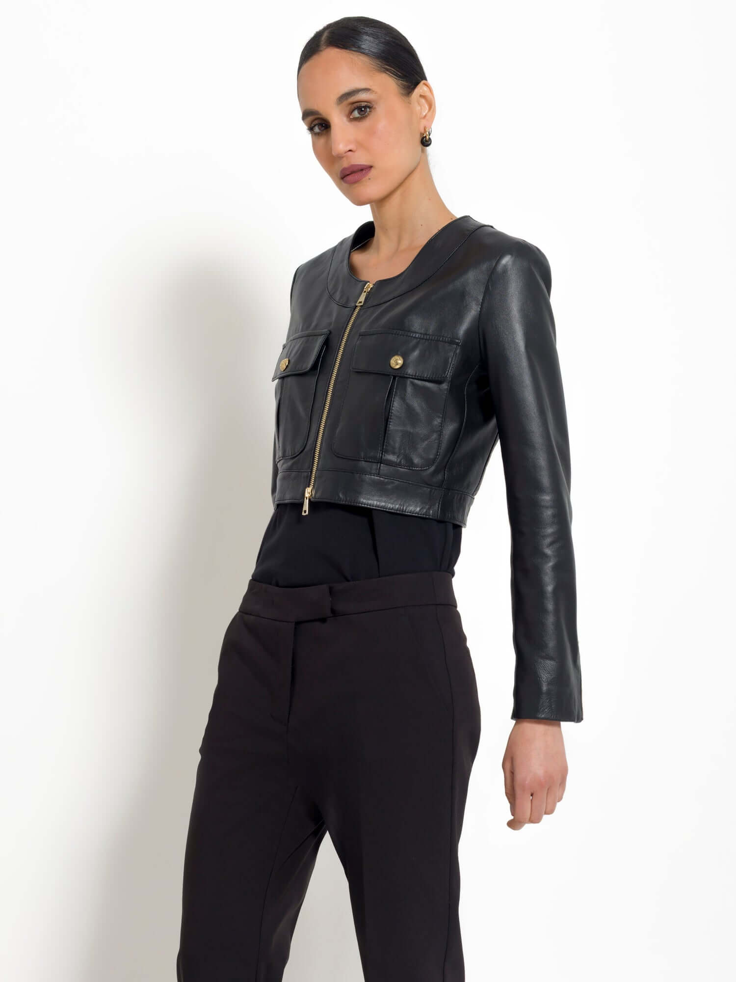 Giacca crop in pelle - Compagnia Italiana