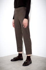 Pantalone con risvolto pied de poule