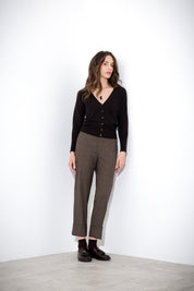 Pantalone con risvolto pied de poule