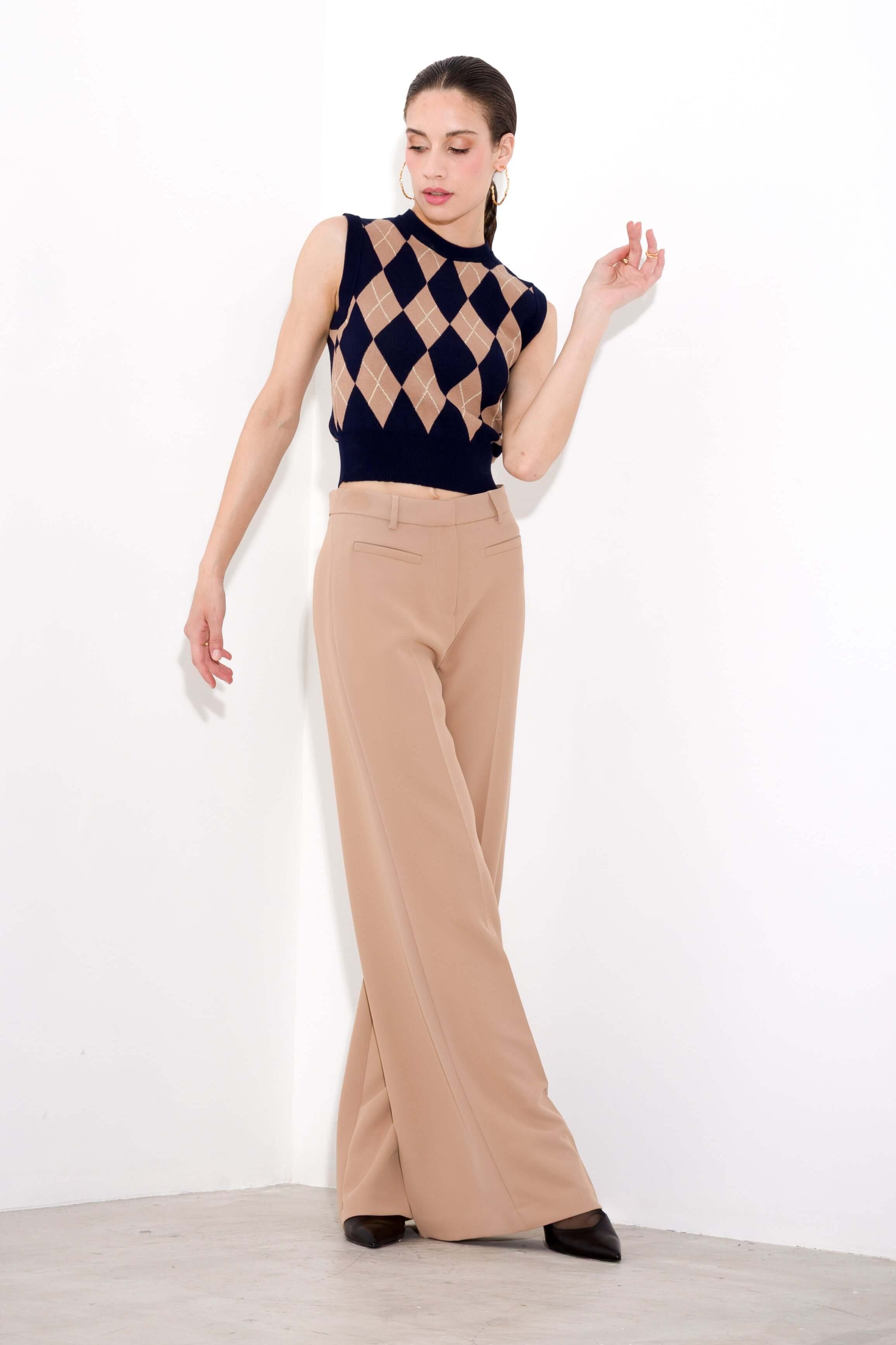 Pantalone a palazzo in fluido diagonale - Compagnia Italiana