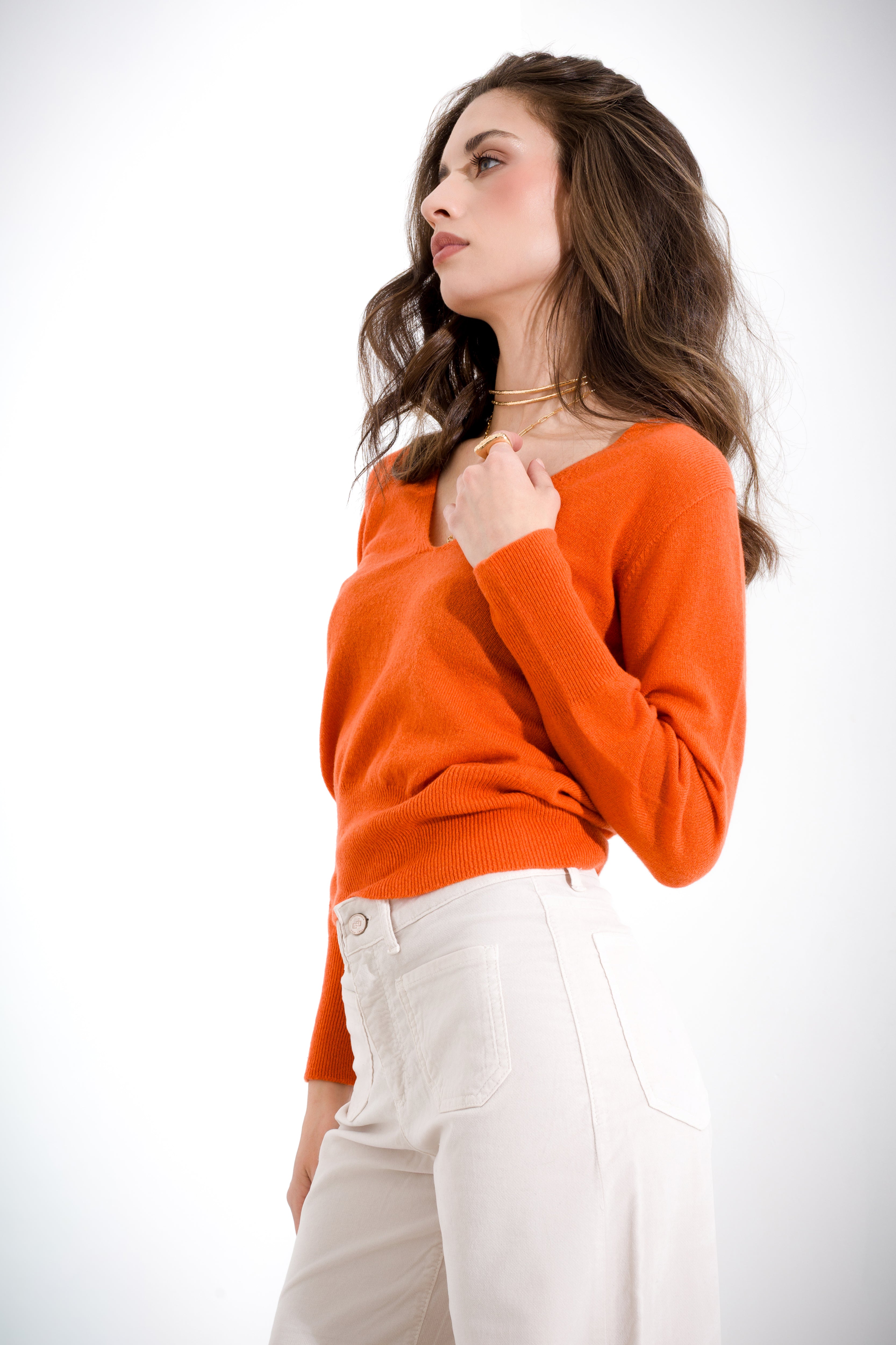Maglia scollo a V lana cachemire