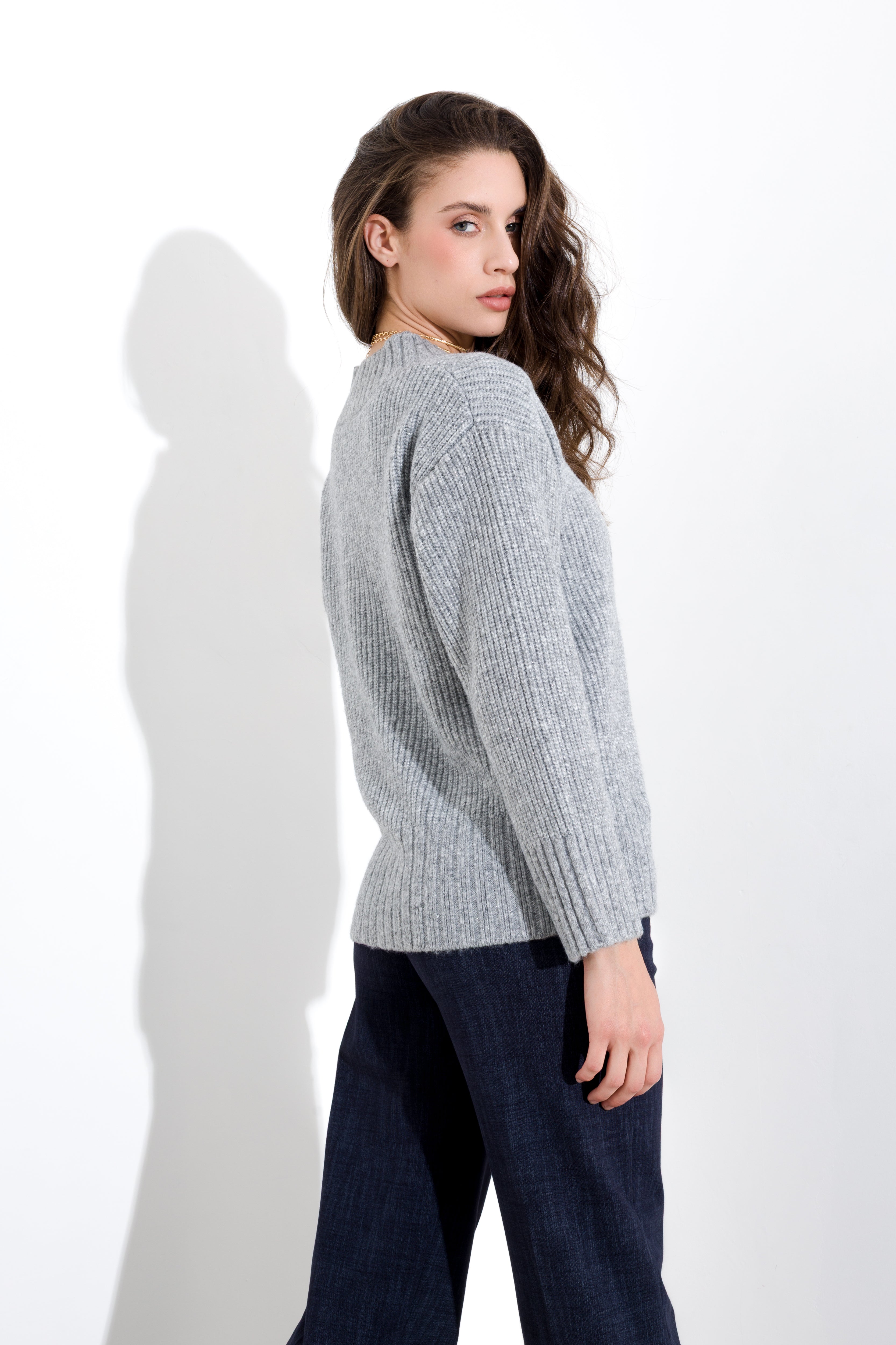 Maglia scollo a V filo lurex