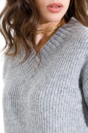 Maglia scollo a V filo lurex