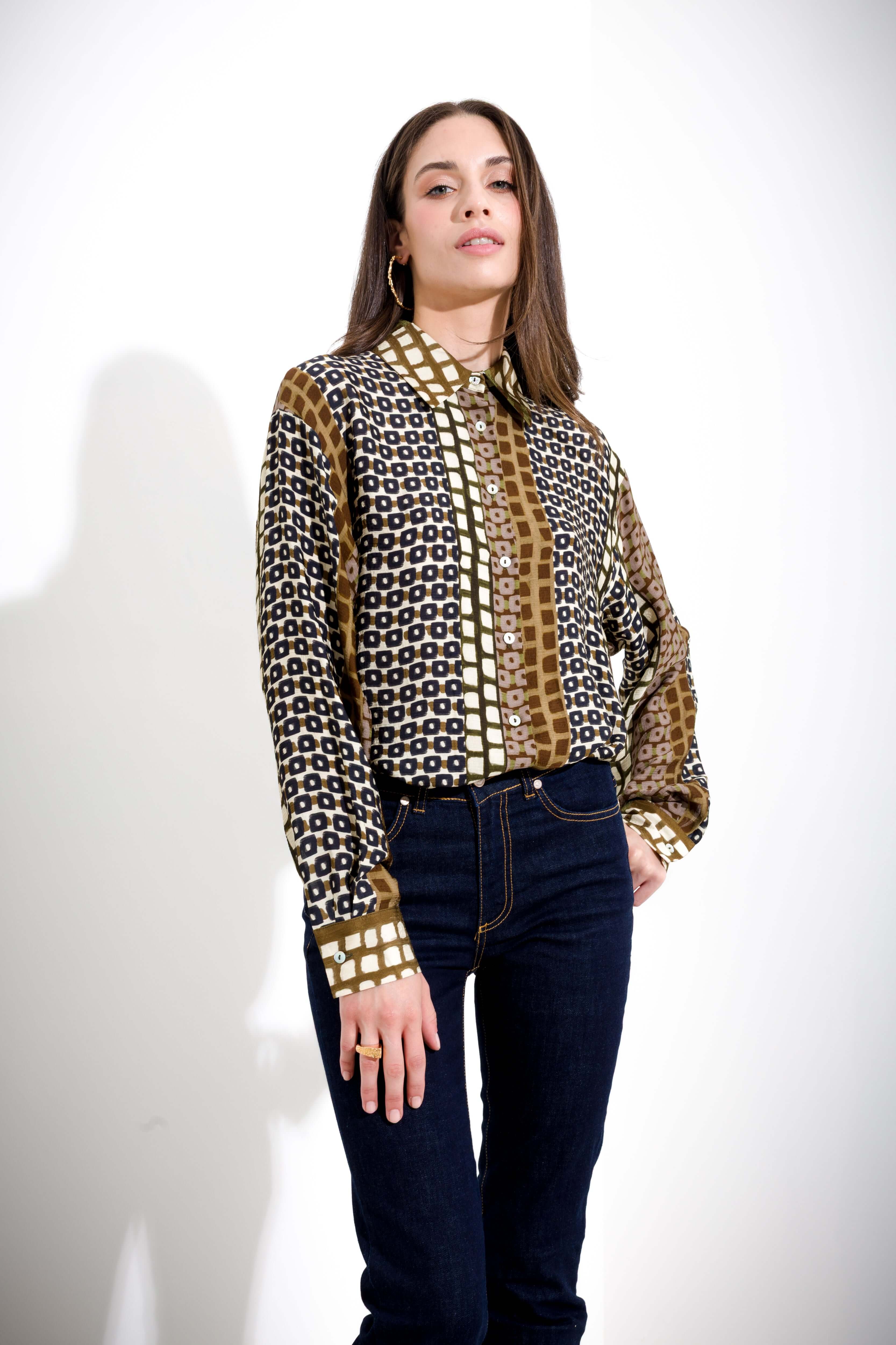 Camicia stampa geometric patch - Compagnia Italiana