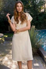 Midi dress in viscose linen