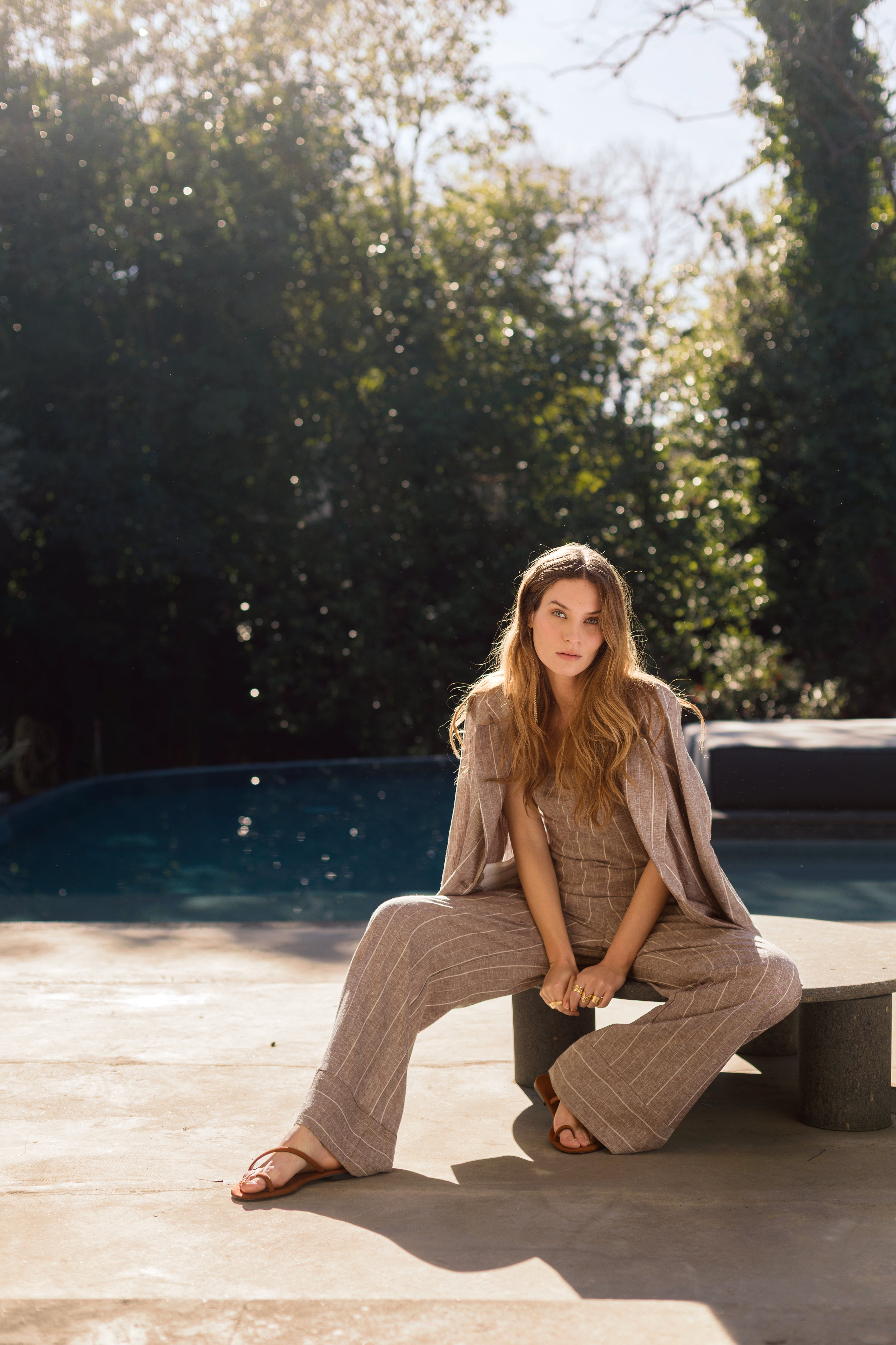 Blazer gessato in viscosa lino - Compagnia Italiana