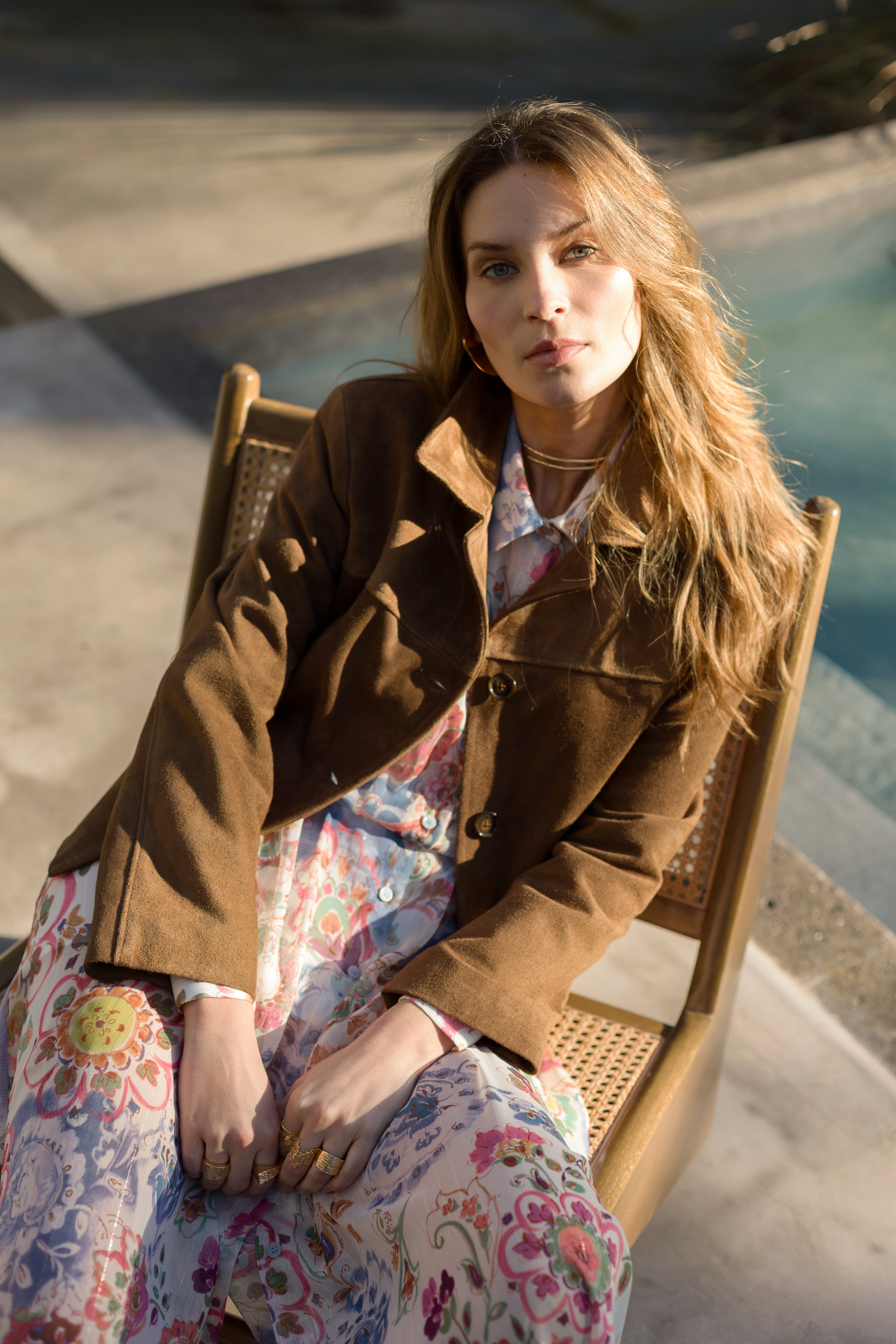 Giacca in pelle scamosciata