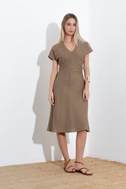 Midi dress in viscose linen