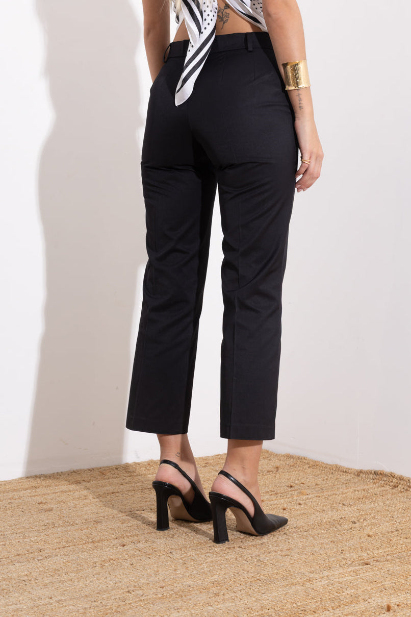 Straight leg cotton trousers