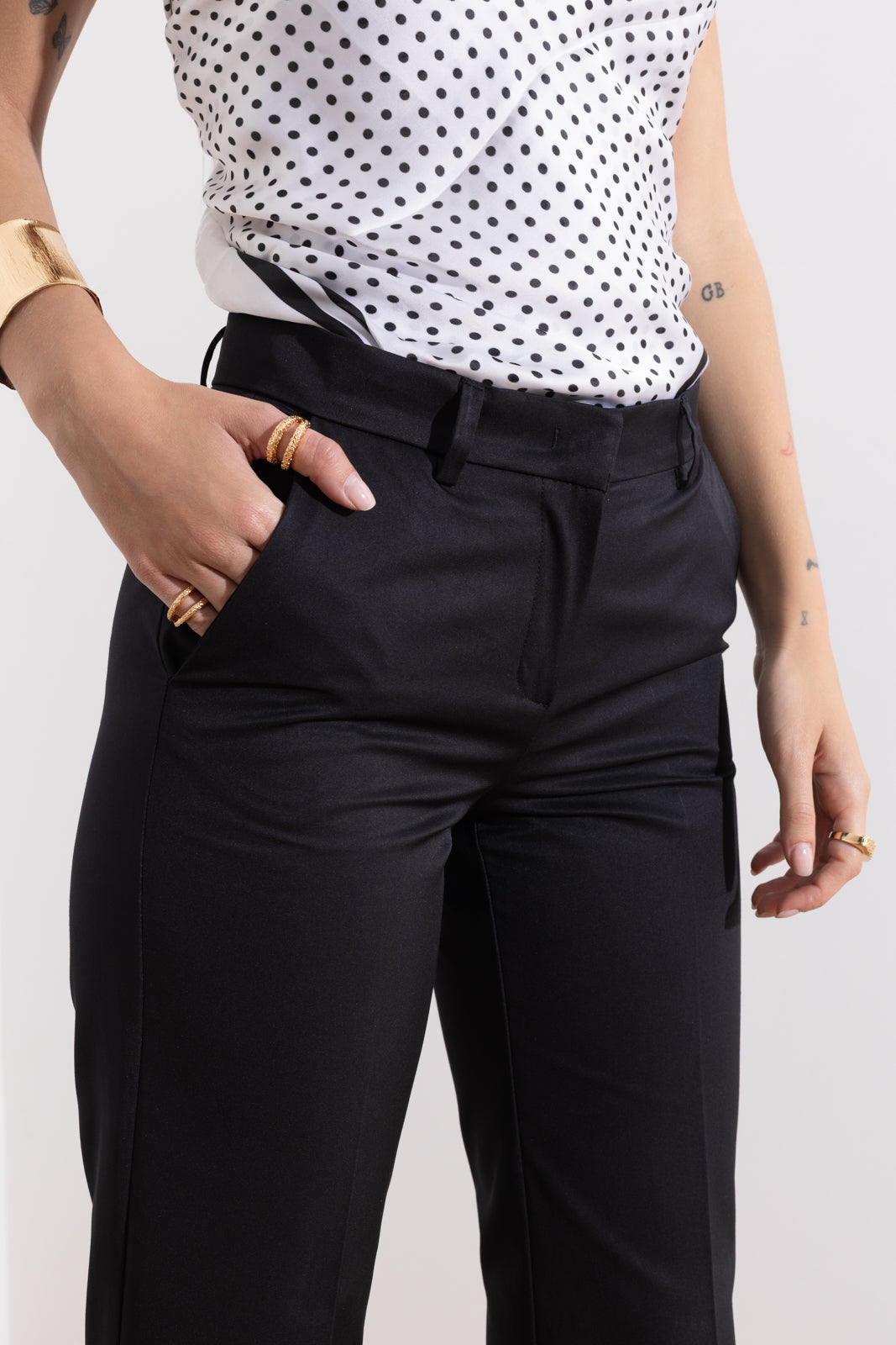 Straight leg cotton trousers