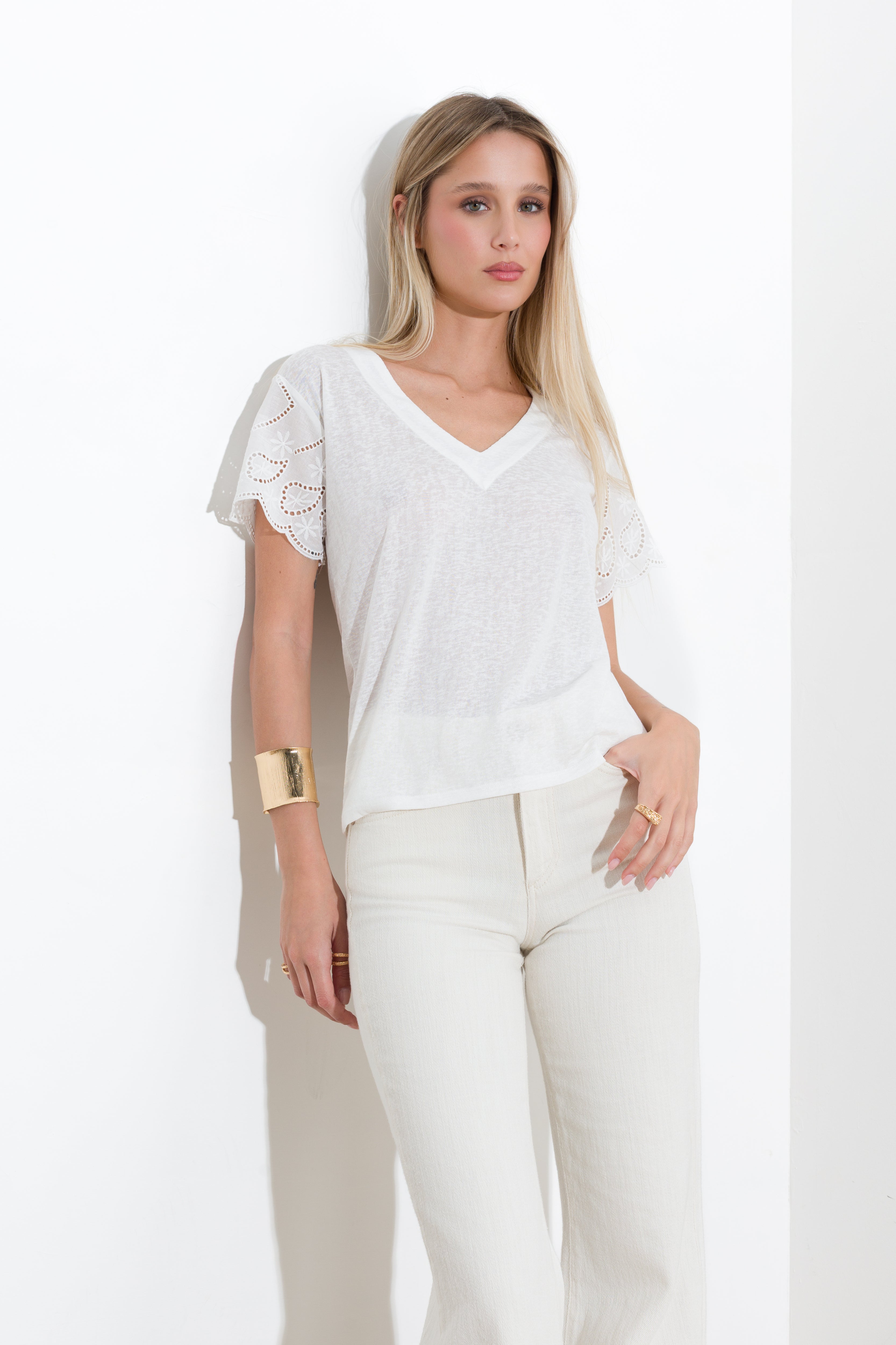Slub viscose t-shirt