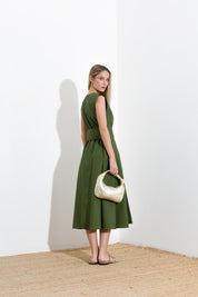 Cotton dress with sash