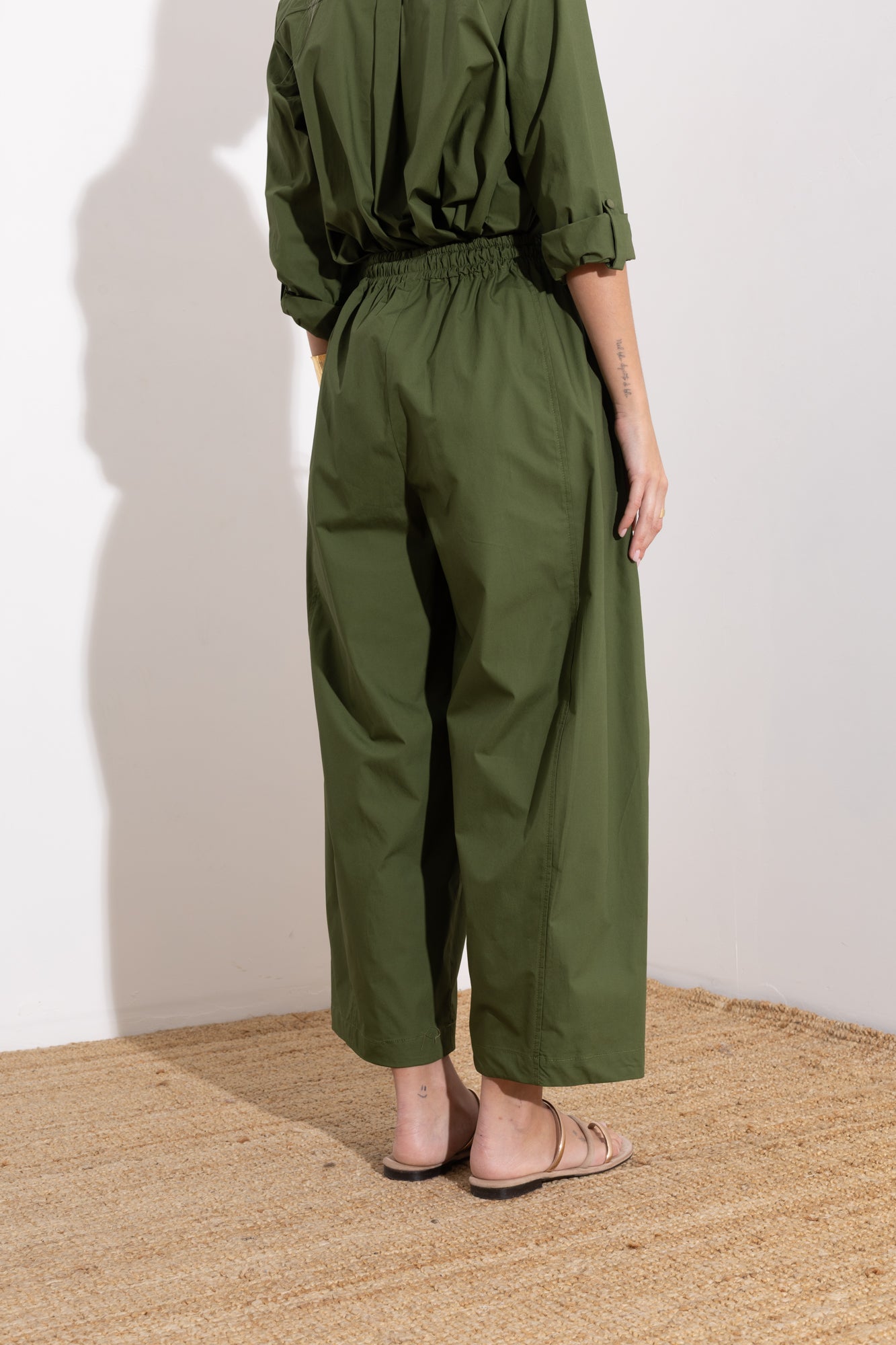 Oversized cotton trousers with drawstring