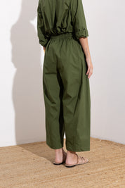 Oversized cotton trousers with drawstring