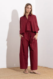 Oversized cotton trousers with drawstring