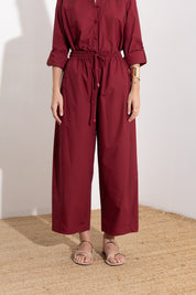 Oversized cotton trousers with drawstring