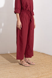 Oversized cotton trousers with drawstring