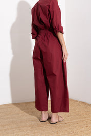 Oversized cotton trousers with drawstring