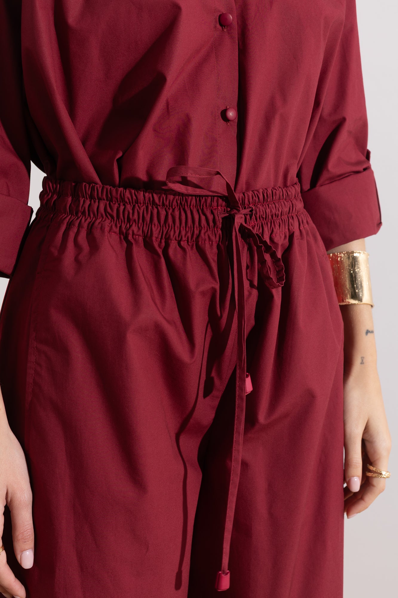 Oversized cotton trousers with drawstring