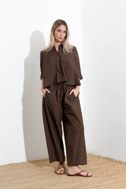 Oversized cotton trousers with drawstring