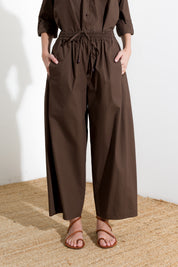 Oversized cotton trousers with drawstring
