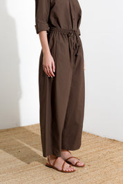 Oversized cotton trousers with drawstring