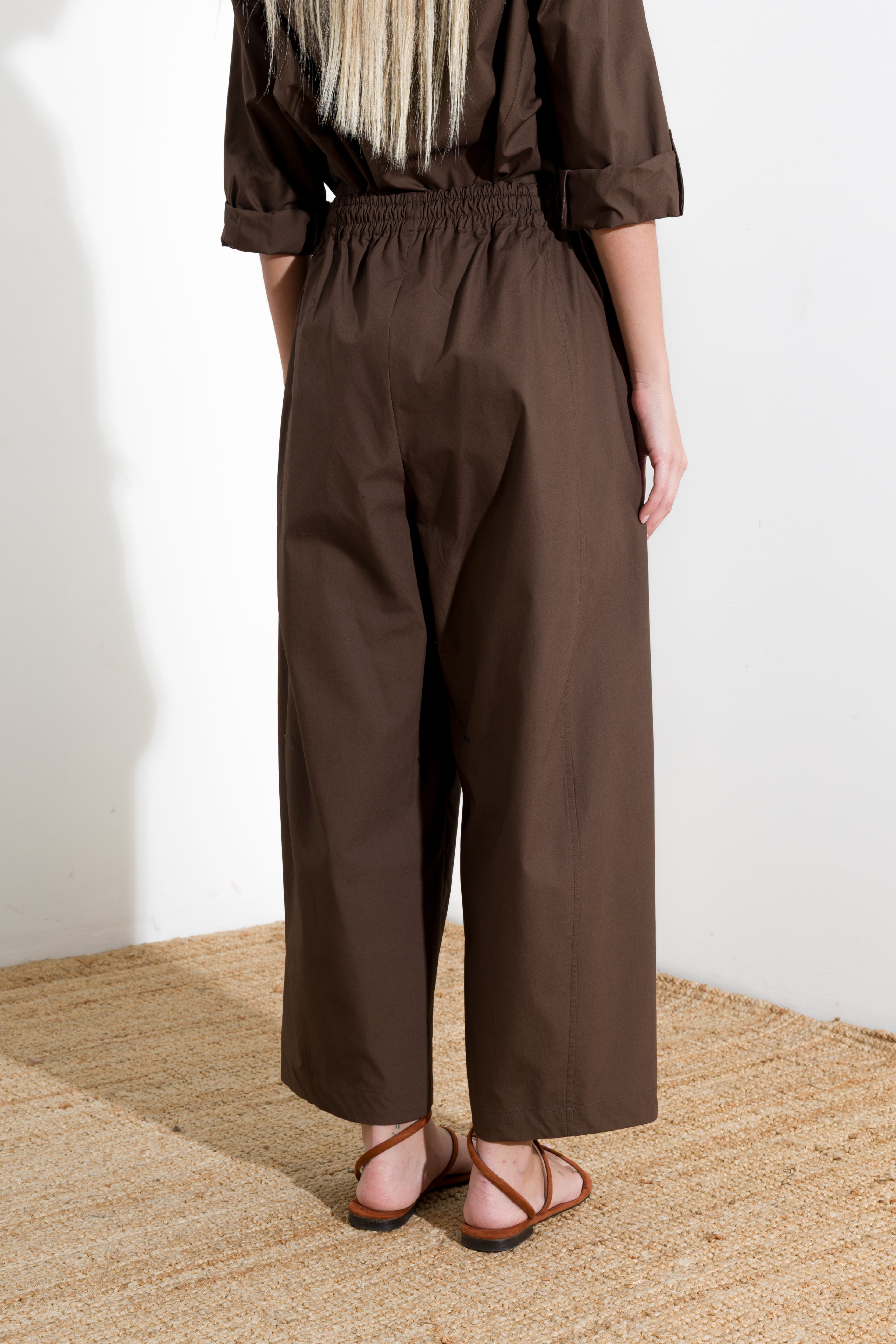 Oversized cotton trousers with drawstring