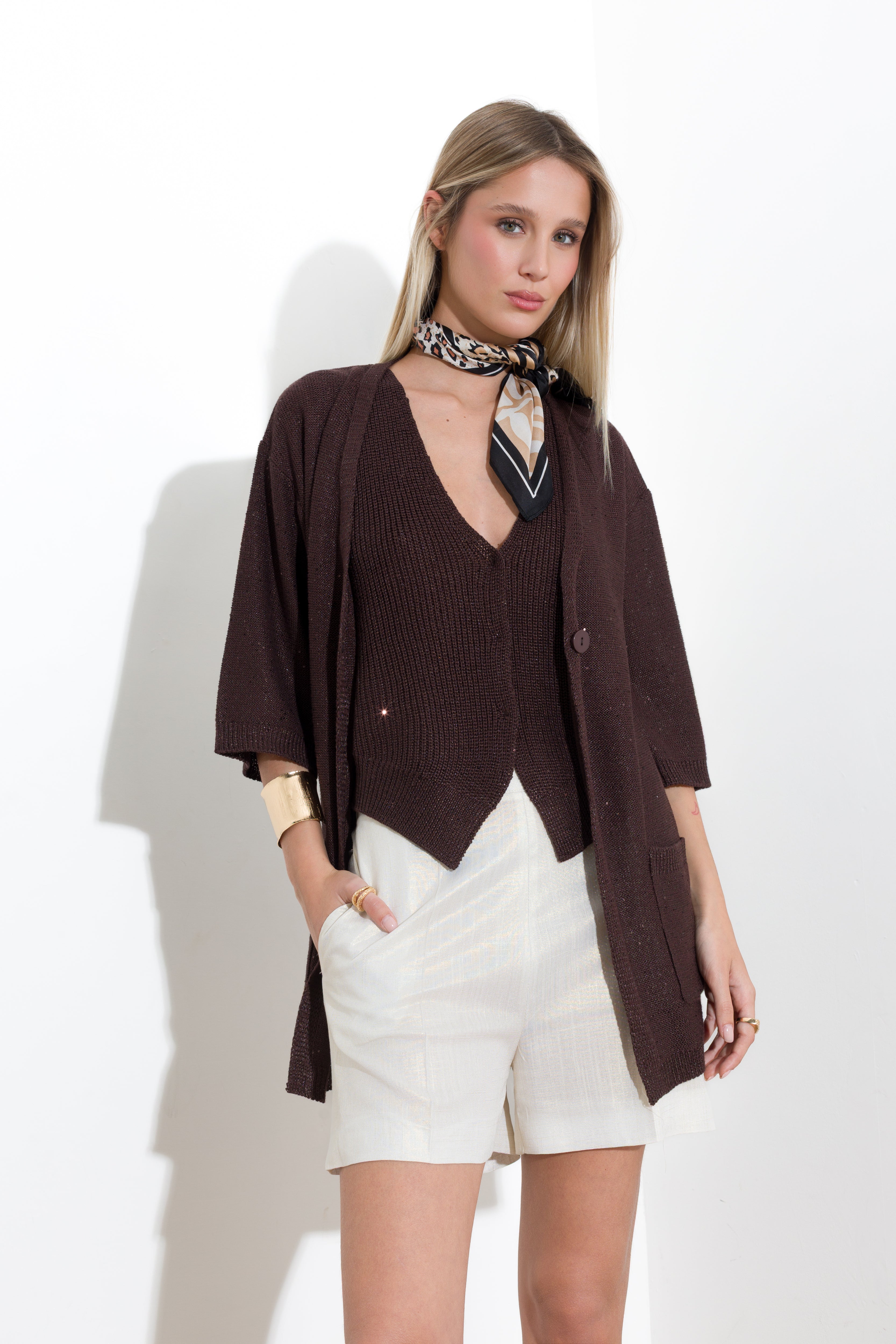 Cardigan con micro paillettes