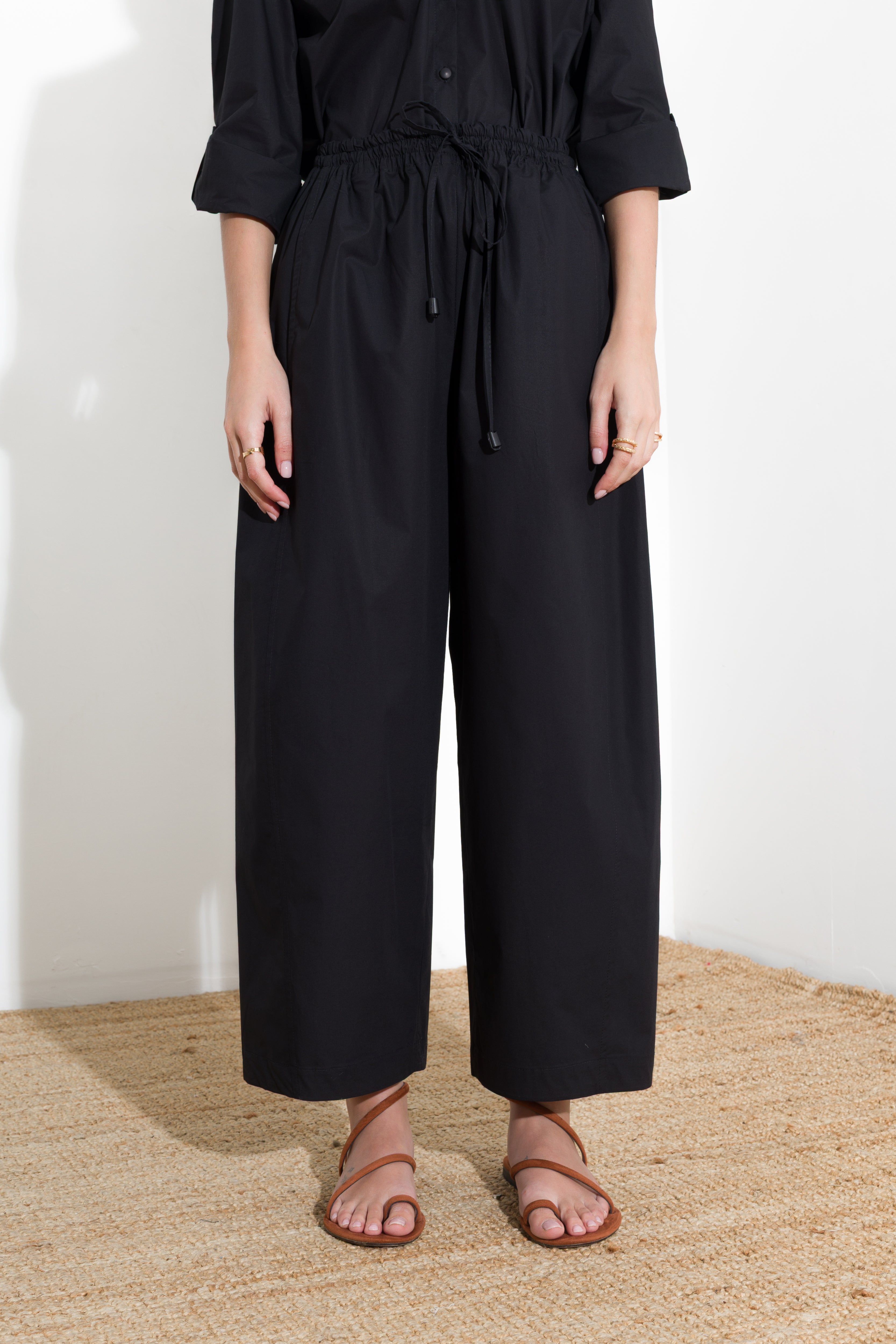 Pantalone over in cotone con coulisse